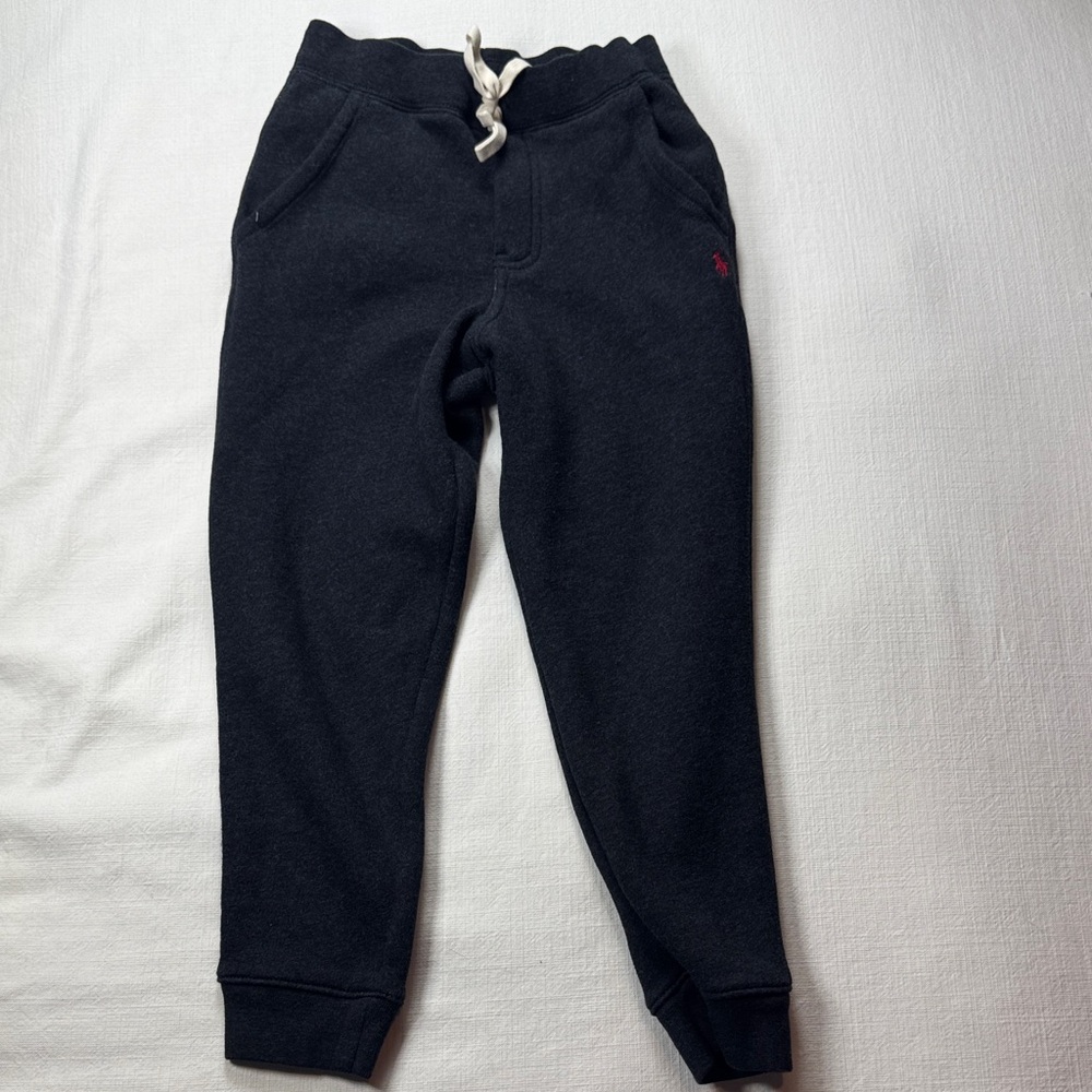 Polo Ralph Lauren Boys Charcoal Heather Fleece Joggers Sweatpants Size 7‎